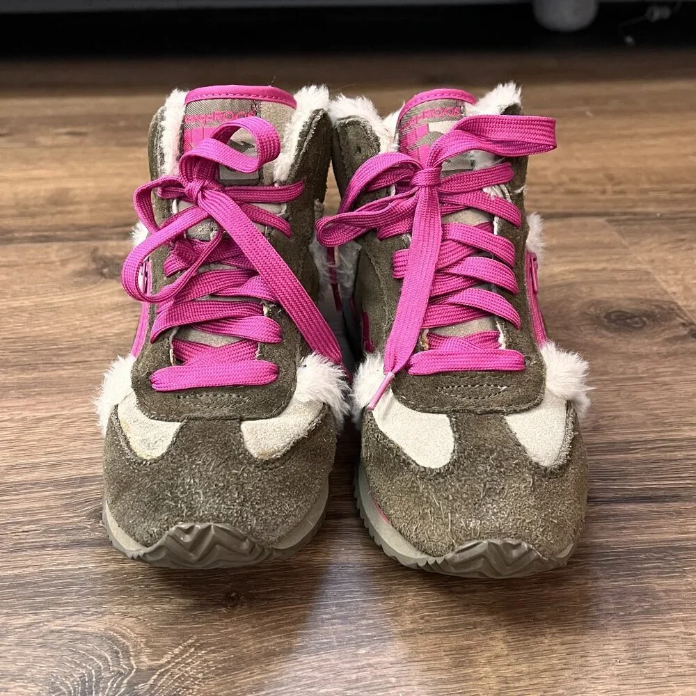 Kangaroos 'Roocicles' Leather Suede Pink High Top  Shearling Lined Snow Sneakers - Picture 2 of 11